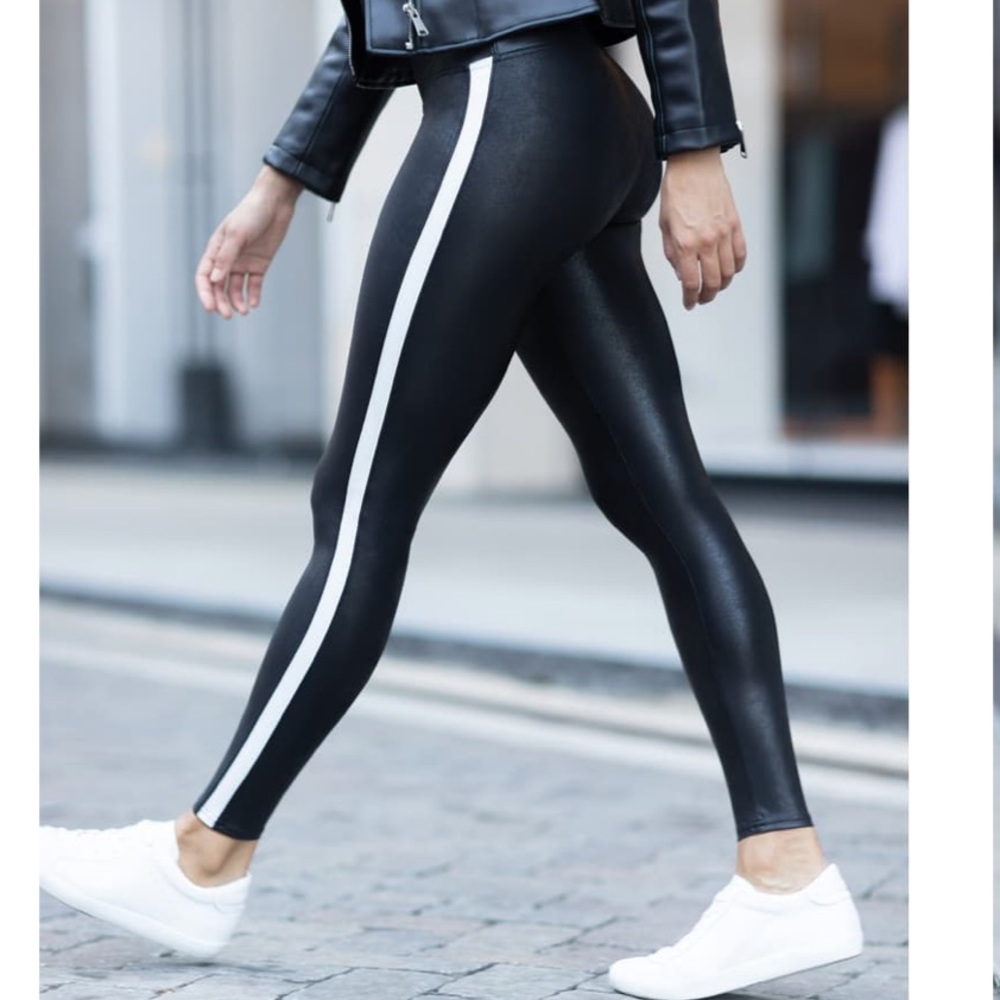 Spanx Side Stripe Faux Leather Legging - L
